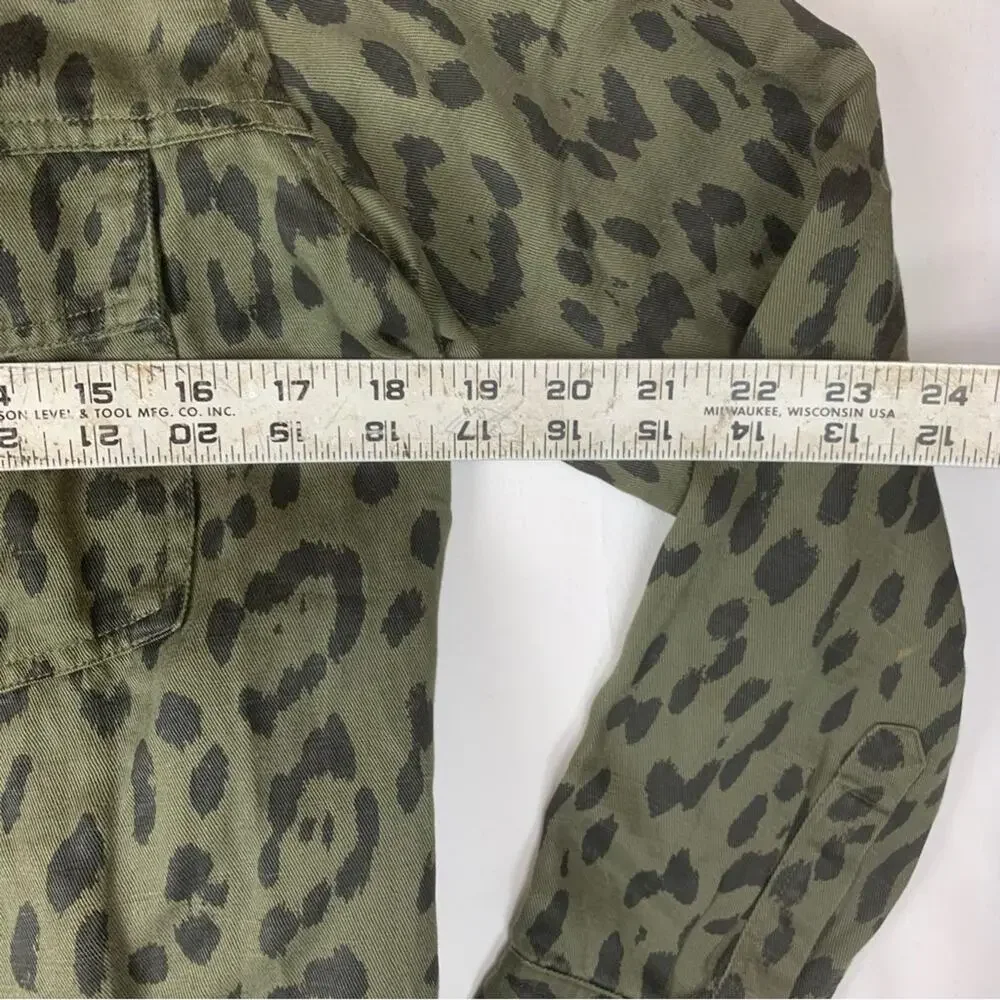 Rails women's Extra small XS green Olive Leopard Print Jacket linen lyocell